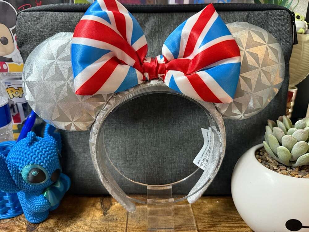 EUC Disney Parks Epcot United Kingdom UK Flag Spaceship Earth Ears Headband